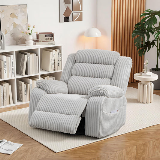 ERYE 41.8" Oversized Swivel Glider Rocker Chair Power Reclining Chair W/Vibration Heat,USB-C Ports,Modern Corduroy Upholstered Power Recliner Nursery Armchair Living Room