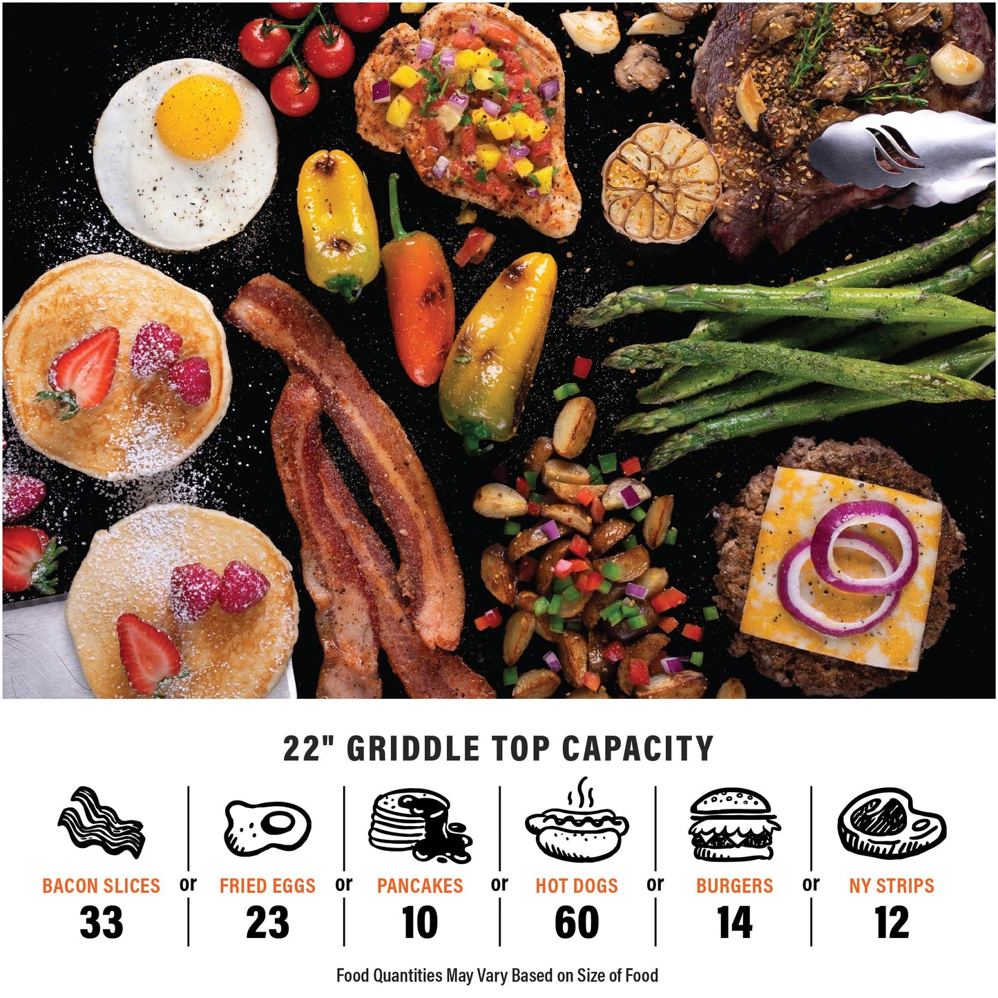 Blackstone 2350 On-the-Go 22” Omnivore Flex-Fold Griddle with Locking Hood, Powder Coated Steel, Black