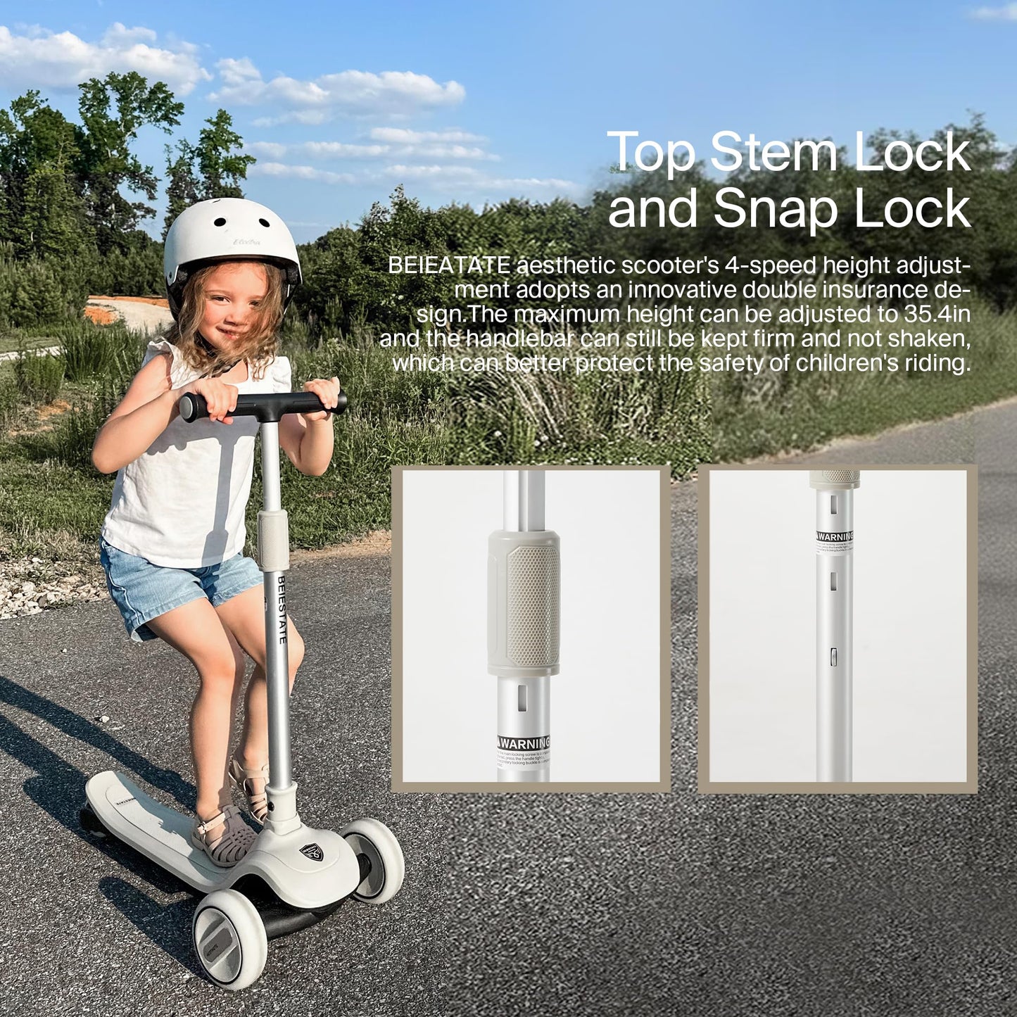 BEIESTATE 3 Wheel Scooter for Kids Ages 3-18, Up to 220 Lbs, Kids Scooter with Adjustable Lean-To-Steer Switch, Foldable, Lightweight, Wide Anti-Slip Deck, Adjustable Height Handlebar, Light-Up Wheels