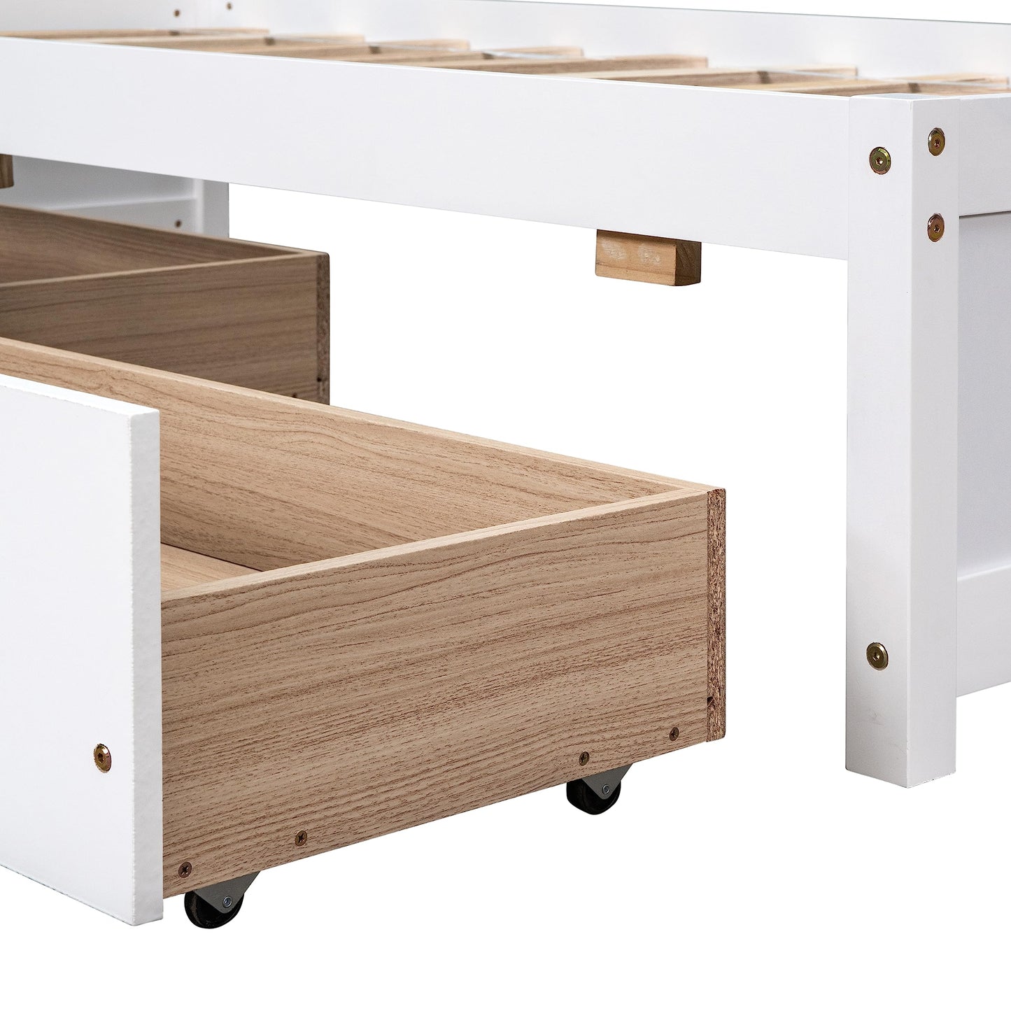 Twin Size Bed Frame with 2 Storage Drawers,Kids Twin Bed with Storage,Twin Bed Frames for Kids, Teens, Adults, Solid Wood Platform Bed,White