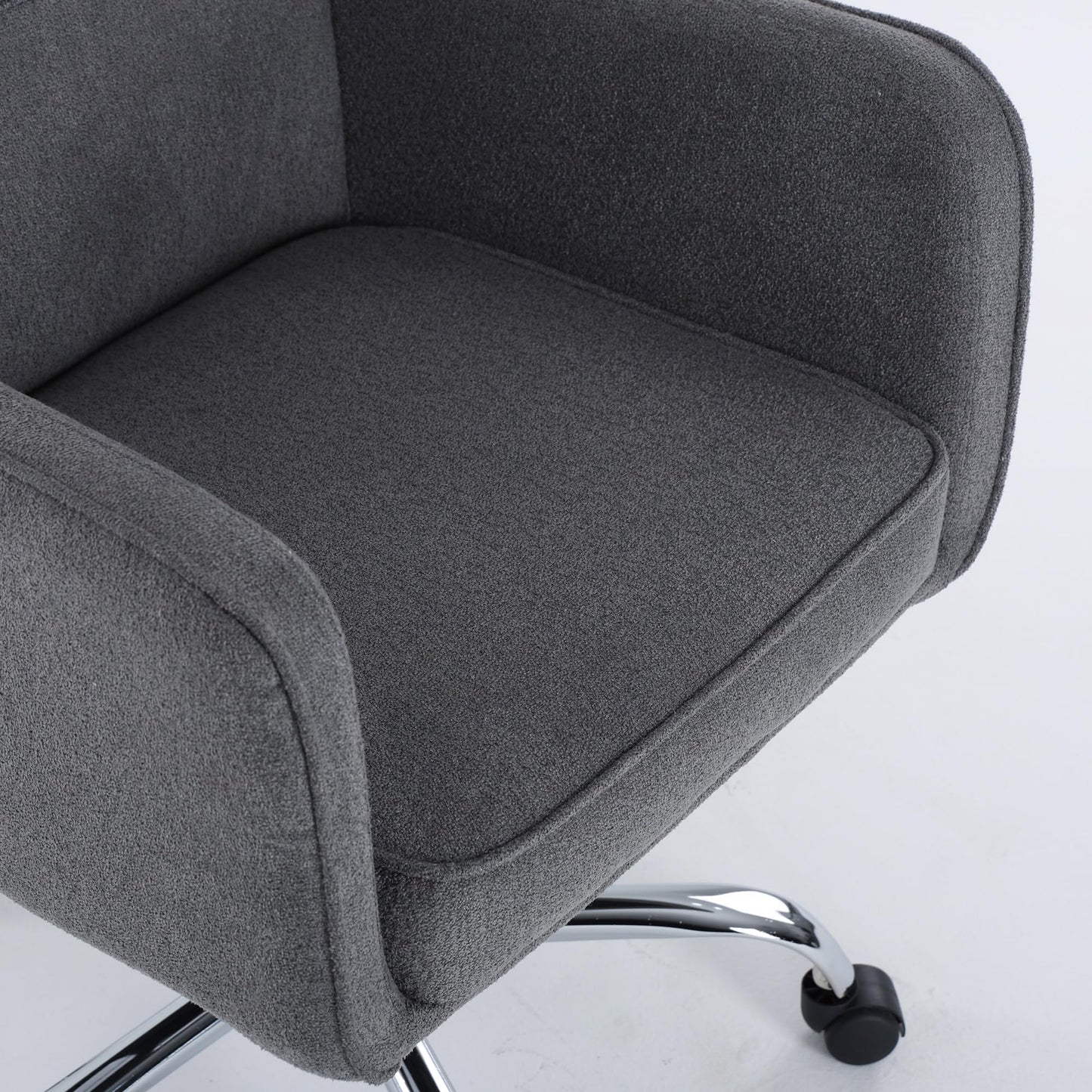COLAMY Cocoon Modern Executive High Back Home Office Chair, Upholstered Desk Chair with Wheels, Vanity Chair with Head and Lumbar Support, Armrest (Gray)