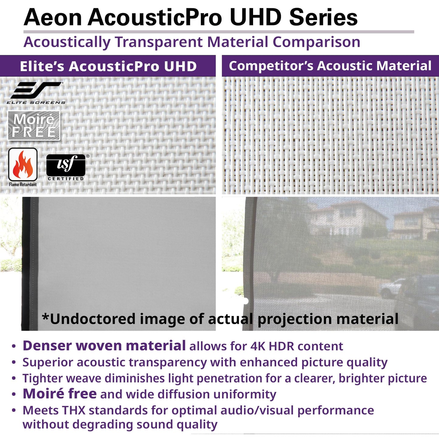 Elite Screens Aeon AcousticPro UHD 165-INCH Diag. 16:9, 4K Home Theater Fixed Frame Edge Free Projection Sound Transparent Perforated Weave Projection Screen, AR165H2-AUHD