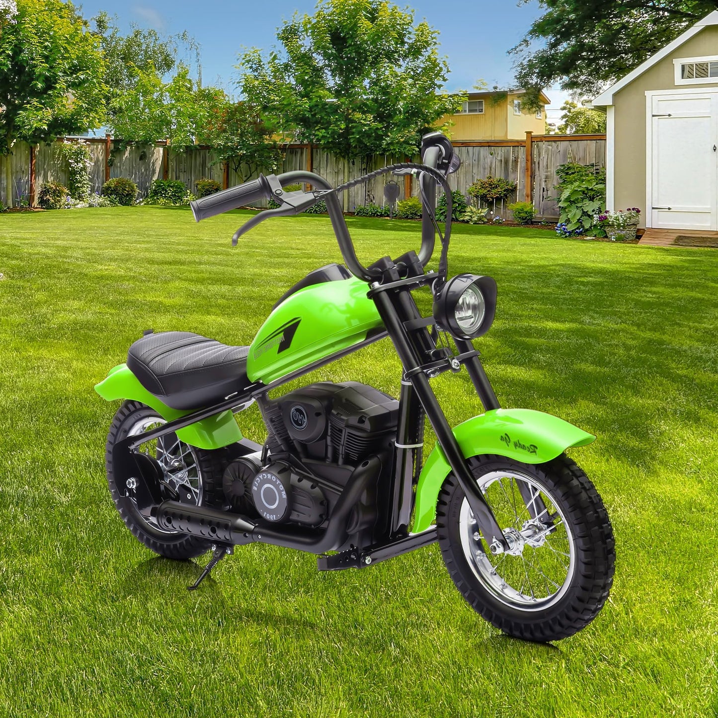 Electric Dirt Bike for Kids 24V, 150lb Max Weight & 15mph, Chain Driven Motor w/12'' Air Filled Tires, Handbrake & Shock Absorbers, LED Lights, Power Display Ride On Toy for Boys & Girls