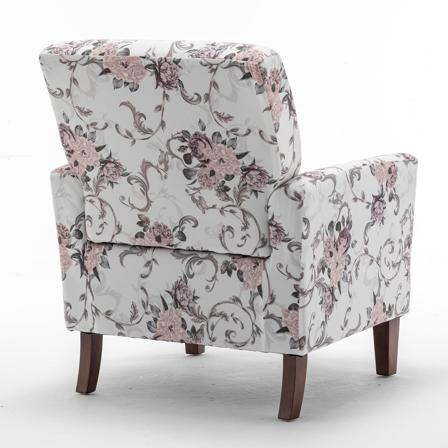 Container Furniture Direct Contemporary Accent Arm Chair with Birch Wood Frame and Velvet Upholstery, Armchair for Office and Living Room Decor, Removable Cushions, 06 Printed Fabric