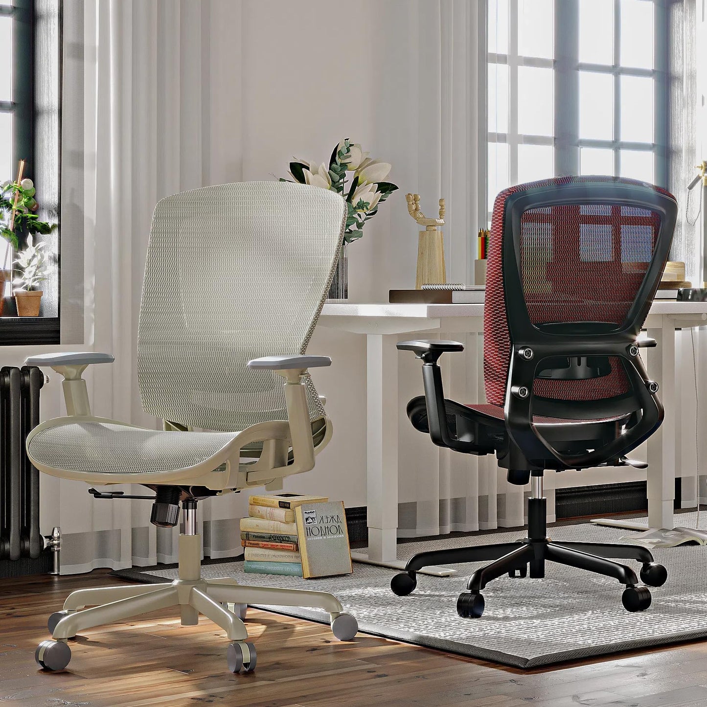 ELABEST Mesh Office Chair,Ergonomic Computer Desk Chair,Sturdy Task Chair- Adjustable Lumbar Support & Armrests,Tilt Function,Comfort Wide Seat,Swivel Home Office Chair (Grey Frame Grey Mesh)