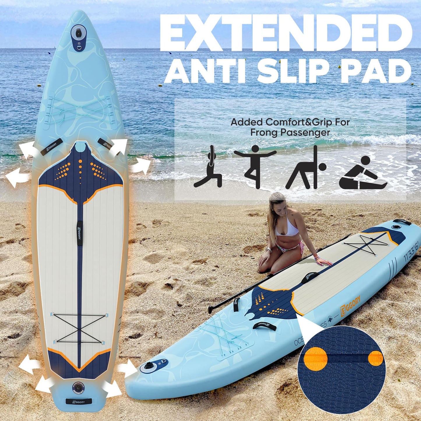 Inflatable Paddle Board,Stand Up Paddle Board Set, Extra Wide SUP Board with Removable Fin, Floating Paddle, Hand Pump, Waterproof Phone Pouch,Traveling Board