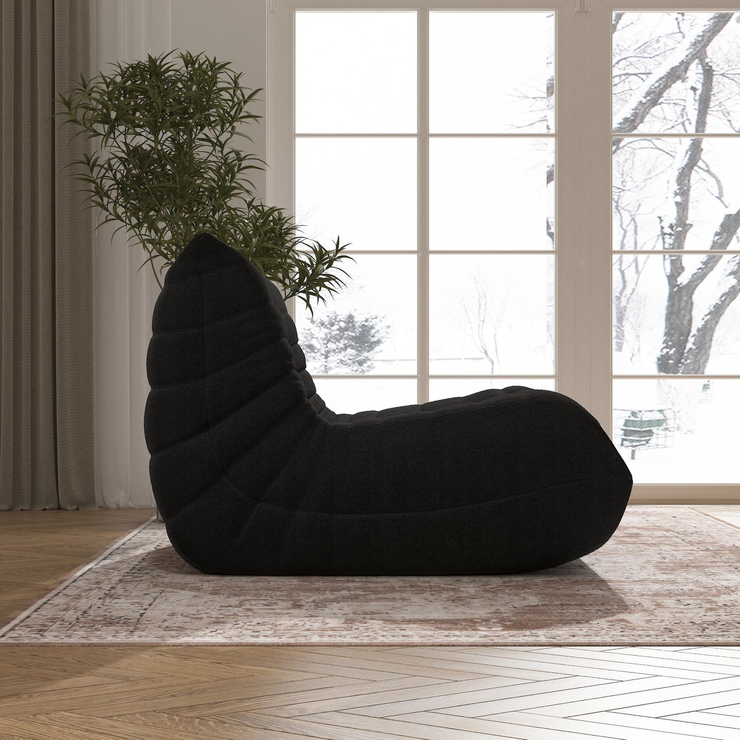 YVDNHP Bean Bag Chair, Memory Foam Bean Bag Sofa Large Bean Bag Chair for Adults, Bean Bag Chairs for Teens with High Density Comfortable Foam, Memory Foam Lazy Sofa for Living Room, Bedroom (Black)