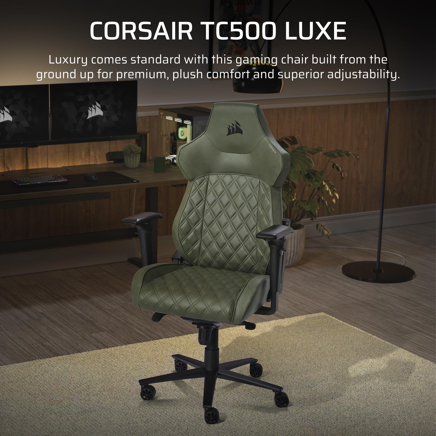 Corsair TC500 Luxe Gaming Chair – Premium Breathable Fabric – Wide Seat – Five-Way Adjustable Armrests – Adjustable Built-in Lumbar Support – 90-135 Degree Recline – Sherwood