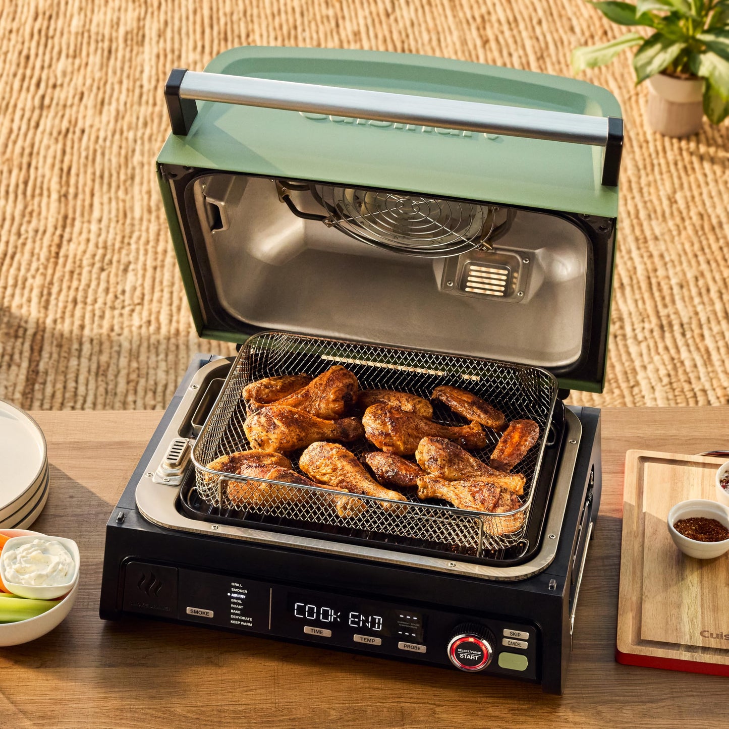 Cuisinart FlavorBoost™ 8-in-1 Outdoor Electric BBQ Grill & Portable Smoker, Air Fryer Grill Combo with Smart Probe, Smoke Drawer, 154 sq. in., Patio & Balcony Grill for Apartments, CEG-1302