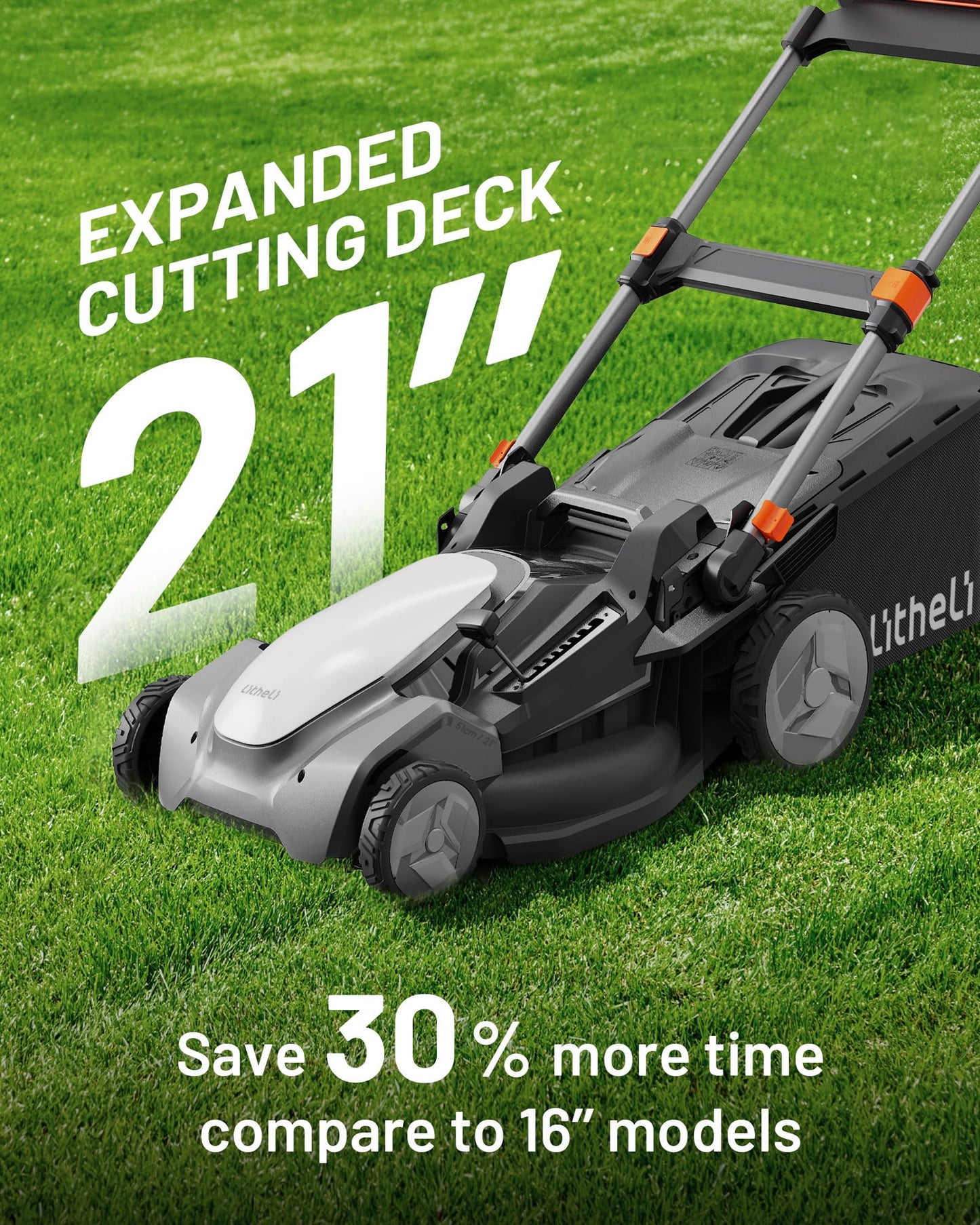 Litheli Self-Propelled Lawn Mower Cordless, 21" Battery Powred Lawn Mower, 2 x 8.0Ah