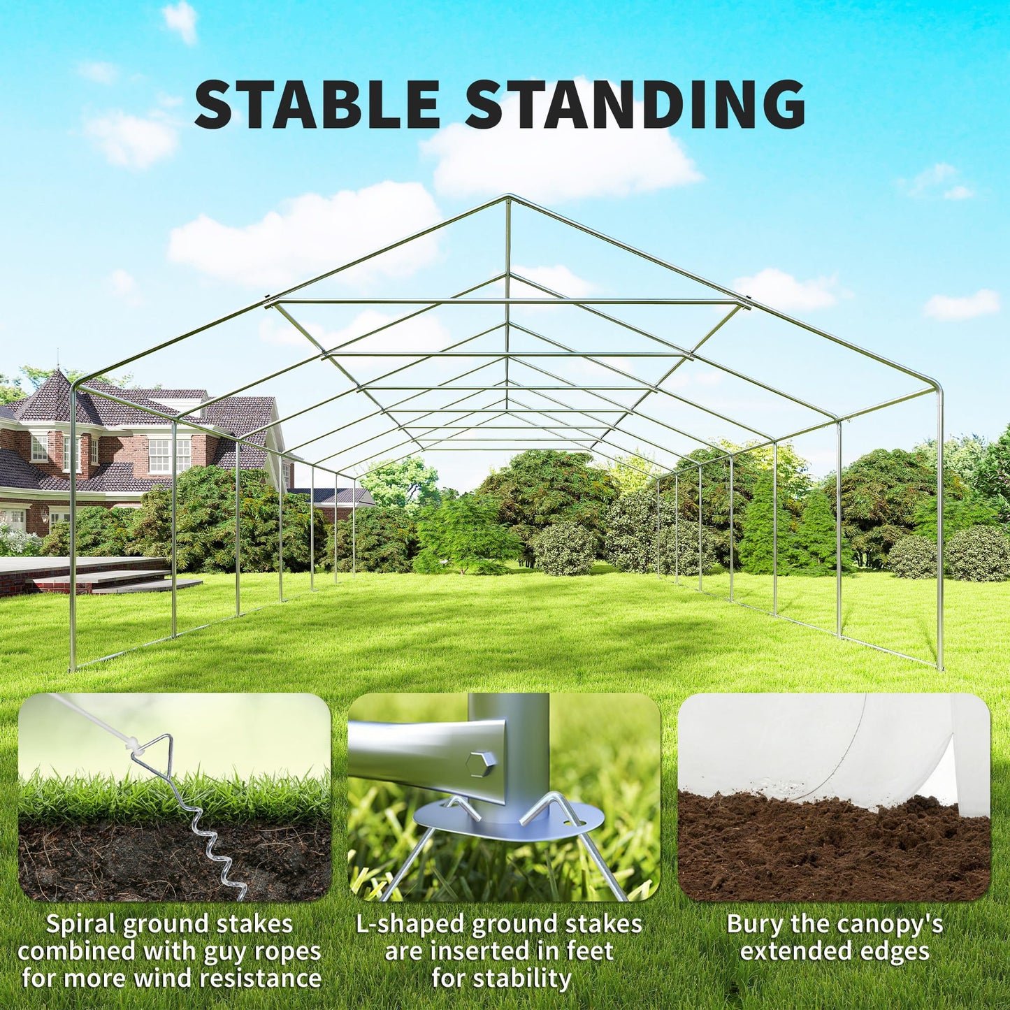 Outsunny 19.5' x 39' Heavy Duty Party Tent Outdoor Gazebo Wedding Tent Event Shelter Carport BBQ with Removable Sidewalls & Windows, Outside Waterproof Canopy for Parties, White