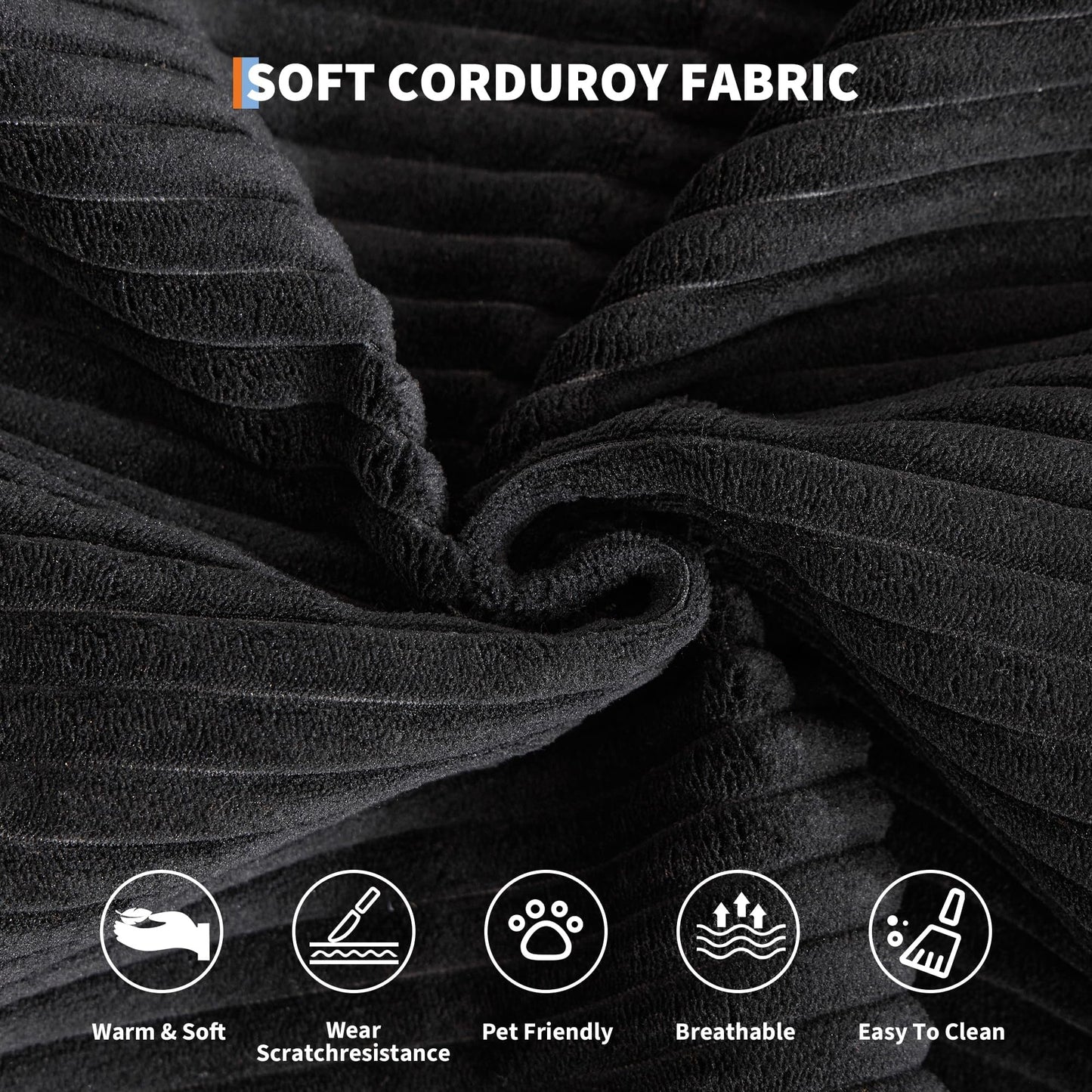 GarveeLife 78.8" Modular Corduroy Sofa Bed,5 in 1 Convertible Futon Floor Couch with Pull-Out Sleeper,Multi-Functional Futon for Living Room Guest Room & Small Spaces