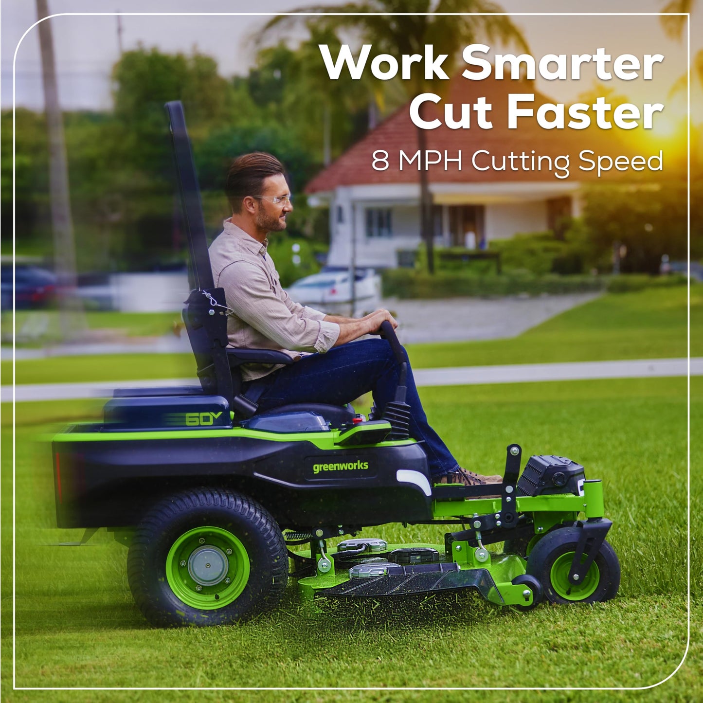 Greenworks 60V 60" MaximusZ Zero Turn Riding Lawn Mower, (2) 20.0Ah + (4) 8.0Ah Batteries and 1.5kW Fast Charger