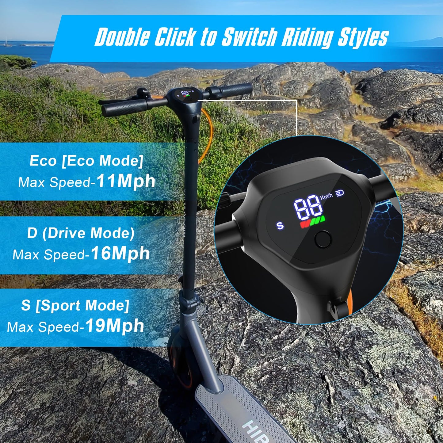 Hiboy S2 MAX Electric Scooter, 40.4 Mi Long Range & 19 MPH, 650W MAX Motor Power, 10'' Pneumatic Tires, Split Hub Set, Dual Braking System and Cruise Control, Foldable Commuter E-Scooter for Adults