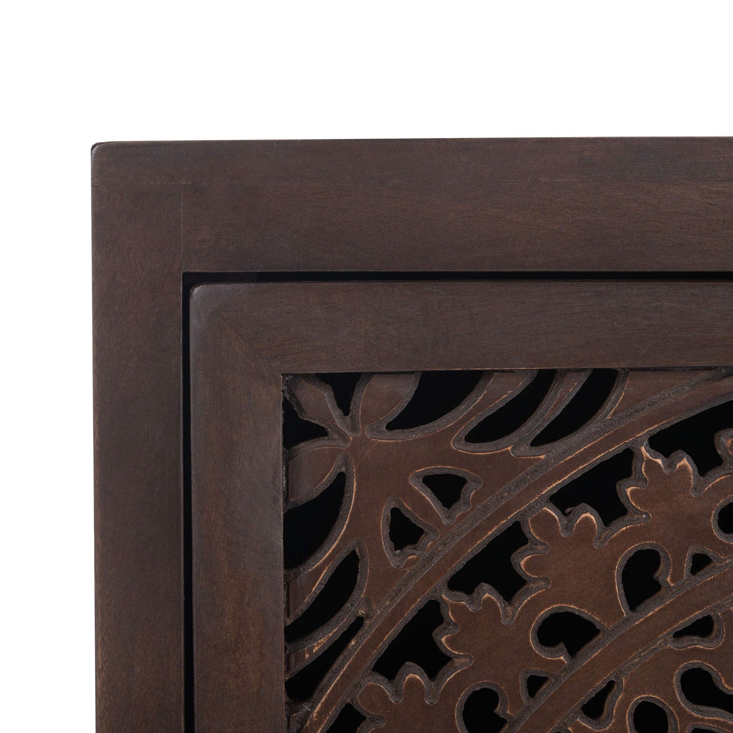 SAFAVIEH Furniture - Thea 1-Door Carved Nightstand - Brown - Mango Wood - Artisan Global Design - Ideal for Bedroom, 20"W x 14"D x 26"H - Fully Assembled (NST5300A)