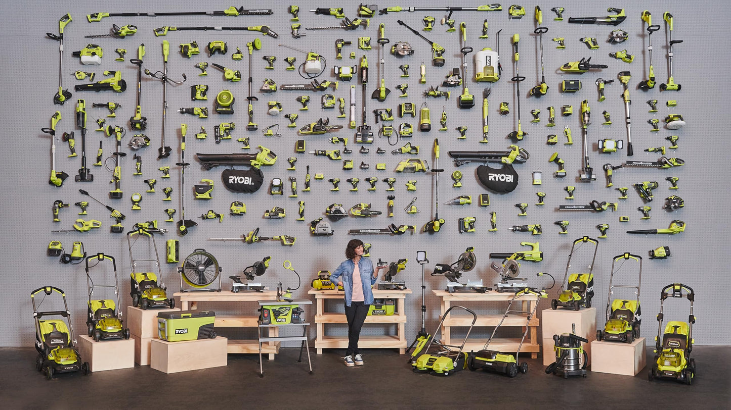 RYOBI 3-in-1 18 V Lawn Mower/Edger/Edger - Cutting Diameter 30 cm - Mulching - Wire Diameter 1 x 1.6 mm - Telescopic Tube - Sold Without Battery or Charger - Green