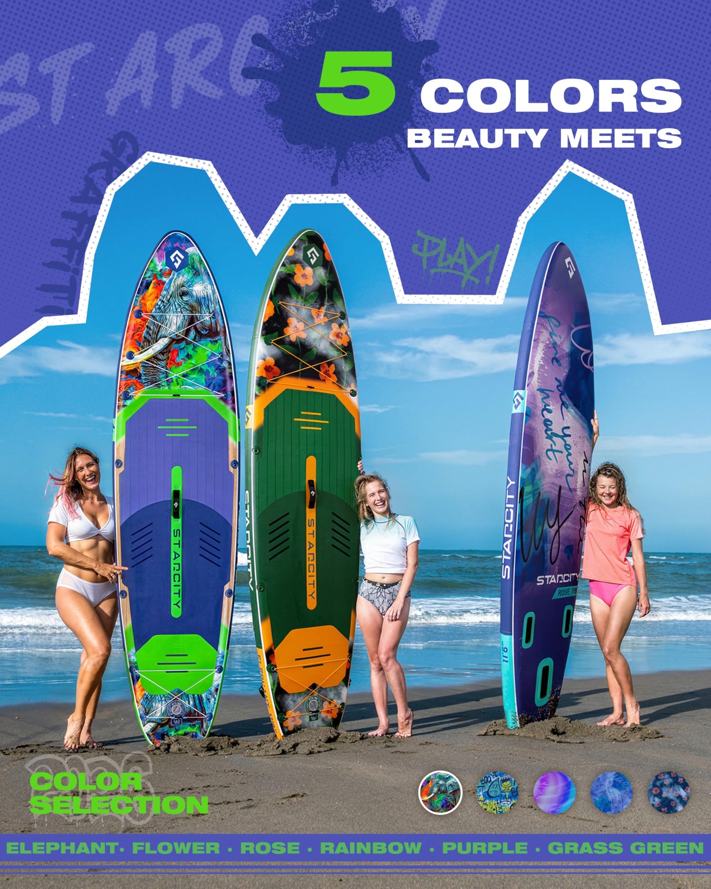 Starcity Inflatable Stand Up Paddleboard Extra Wide Responsive Tracking High Load Design 450 Pound Capacity 11'6"35" 6" for Lake Ocean Touring W/Complete Accessories Family Friendly Beginners