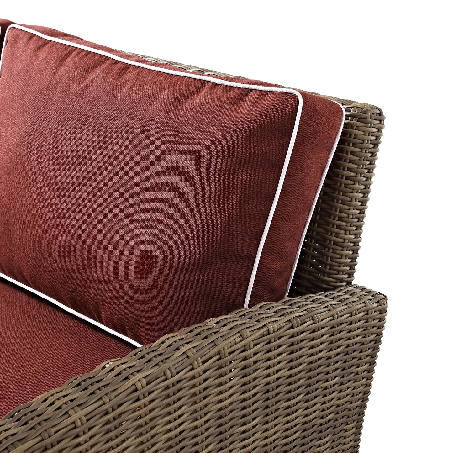 Crosley Furniture Bradenton 2-Piece Outdoor Chair Set, Wicker Patio Chairs for Conversation, Porch, Deck, Brown with Sangria Cushions