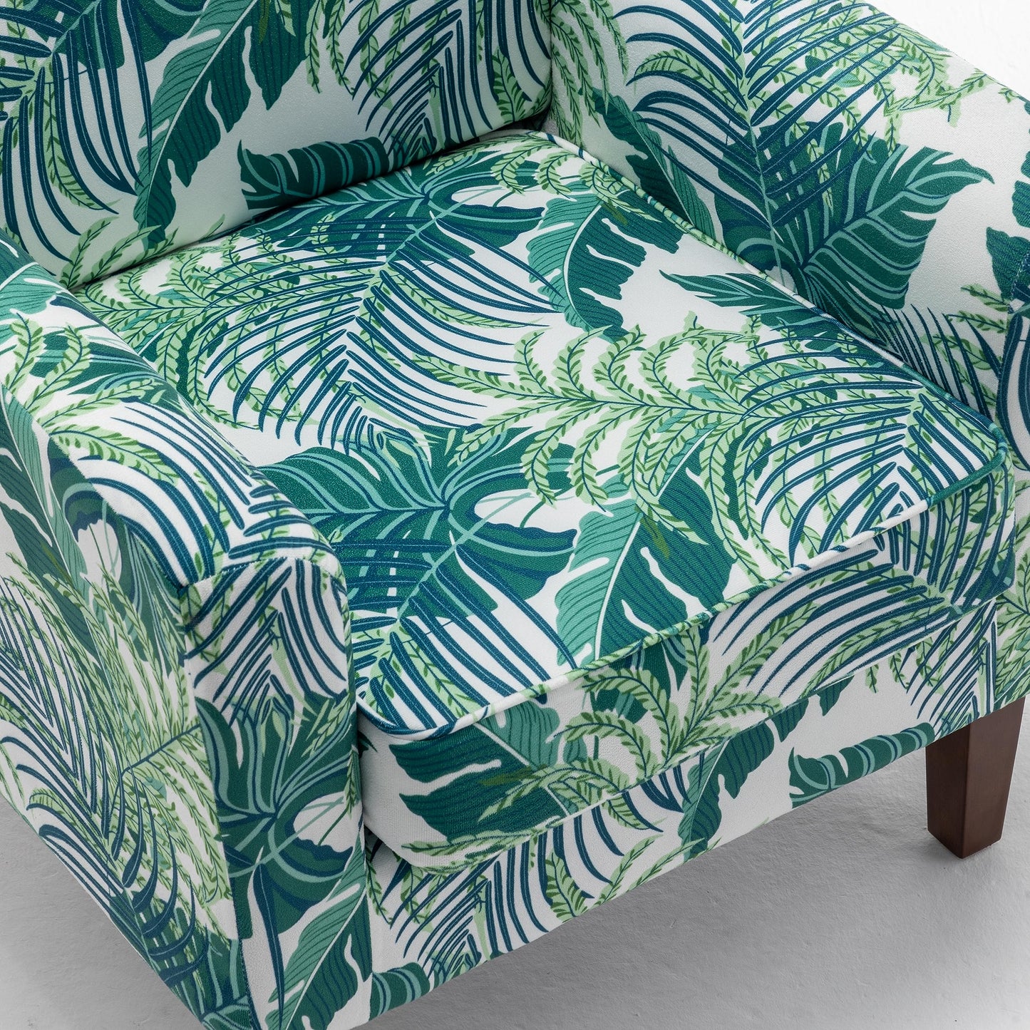 Container Furniture Direct Contemporary Accent Arm Chair with Birch Wood Frame and Velvet Upholstery, Armchair for Office and Living Room Decor, Removable Cushions, 01 Printed Fabric
