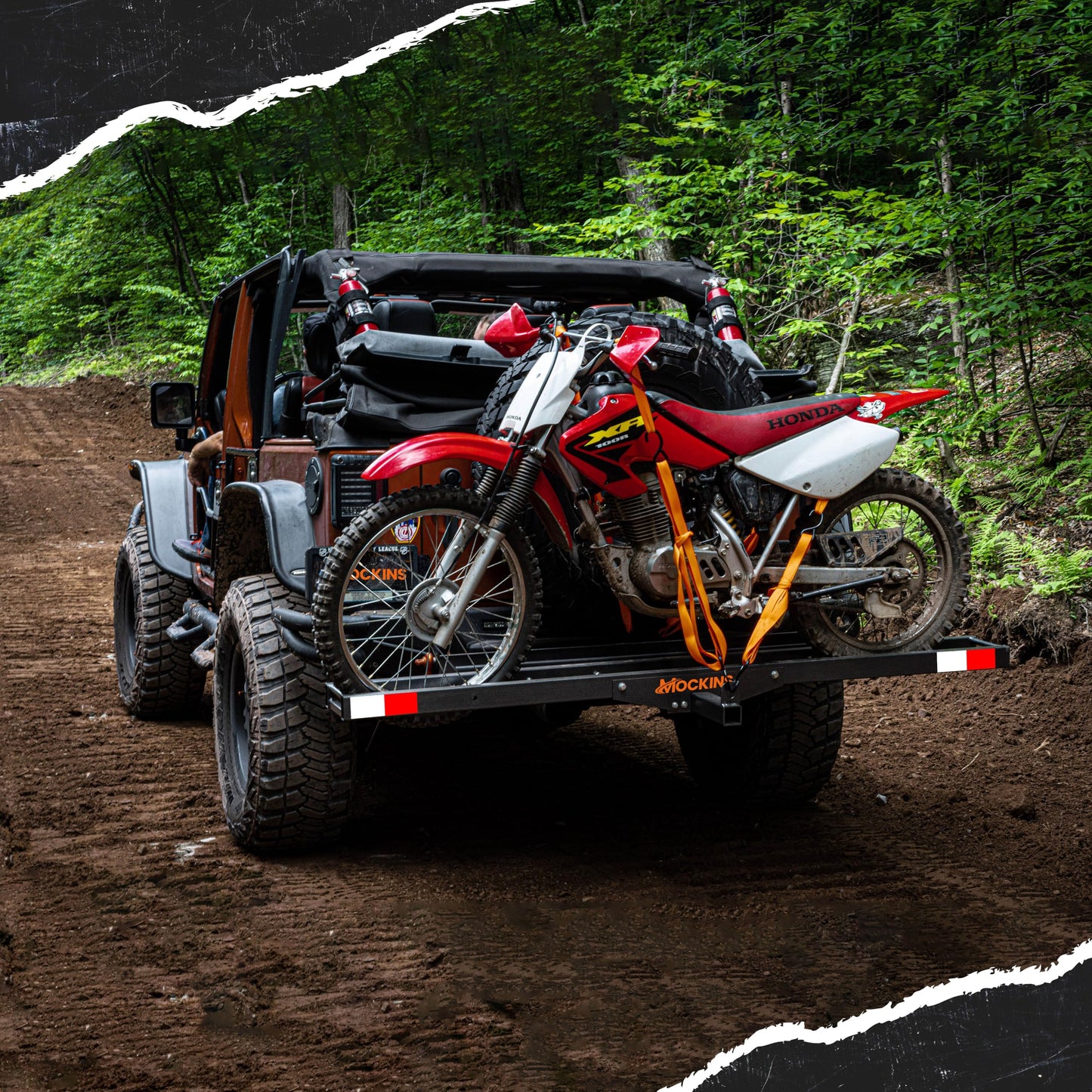 Mockins 500 lbs Capacity Motorcycle Hitch Carrier w/Loading Ramp | 73" Heavy Duty Steel Fat Tire eBike Rack & Dirt Bike Rack for Car Hitch 2" Receivers | Weatherproof Motorcycle Carrier Set