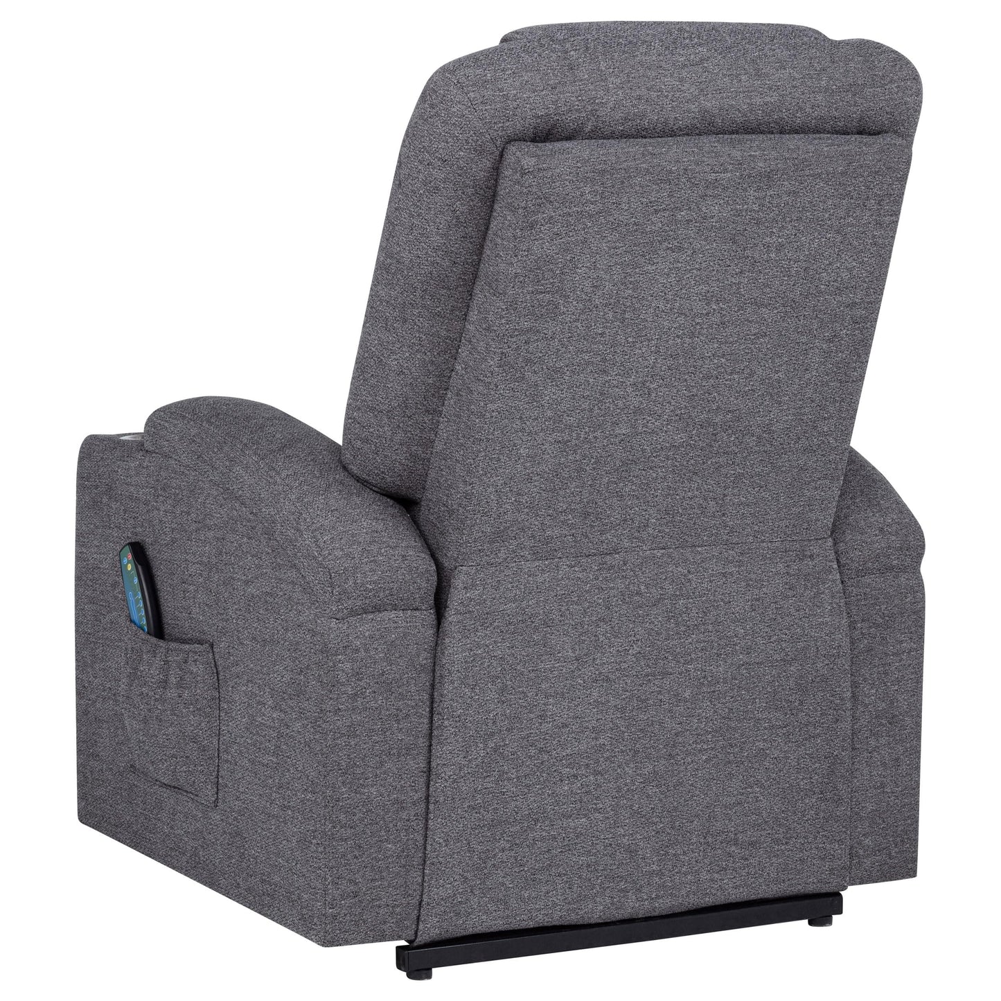 Coaster Home Furnishings - Louie - Power Lift Massage Recliner with Pocket Coil Seat, Pillow-Top Arms, Transitional Style, Dual Cup Holders and Side Storage Pockets - Living Room - Dark Grey - 610453P