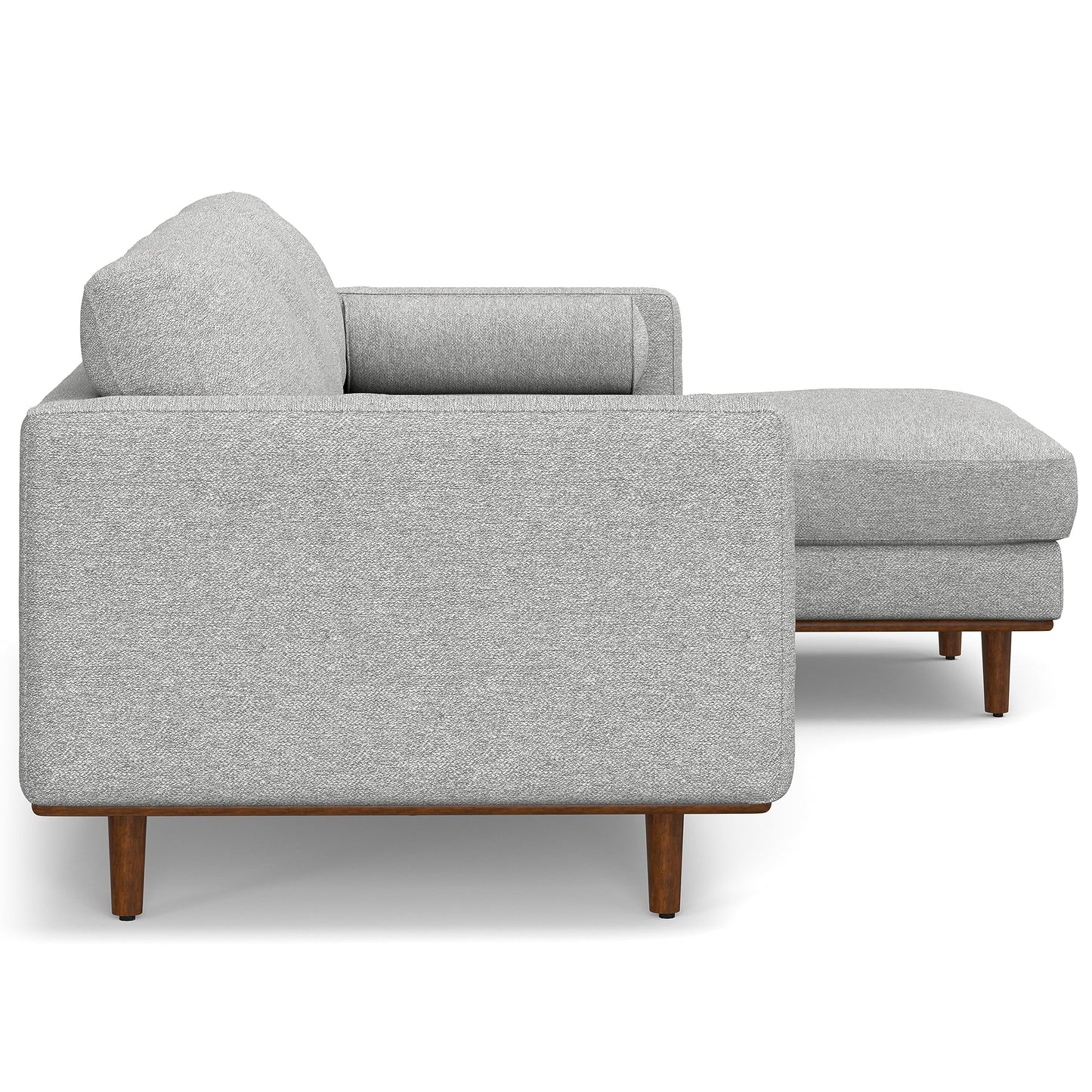 SIMPLIHOME Morrison Right Sectional Sofa in Woven-Blend Recycled Polyester Fabric, Mist Grey, 102-inches Wide, L-Shaped Couch with Right Chaise for the Living Room and Family Room
