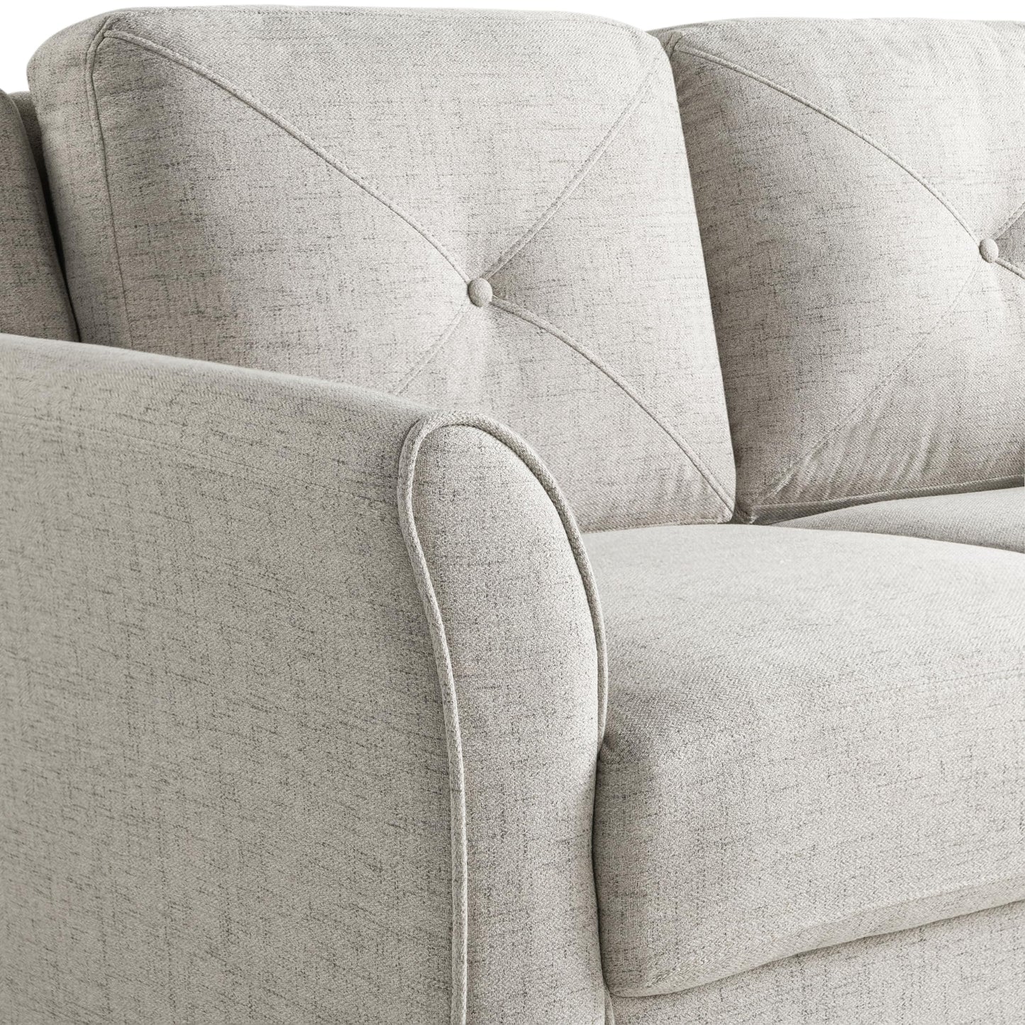 Studio Living Harrington 80.3" Sofa, Transitional Modern, Pocket Coil Comfort, Easy Assembly, Woven Fabric, Beige