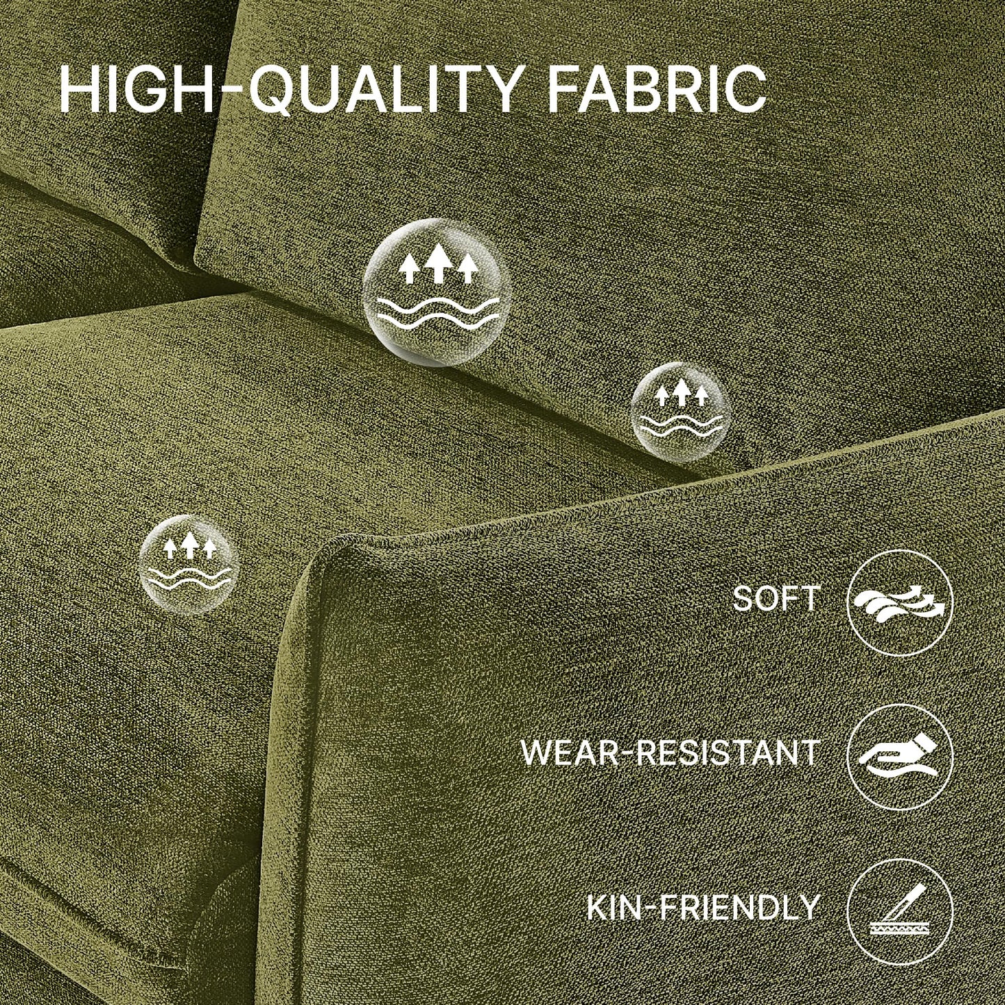 KISLOT 89" Cloud Loveseat Sofa,Chenille Fabric Couch with 3 Deep Seater, Modern Love Seat,Comfy Thick Cushion,Upholstered Sofa Couch for Living Room Bedroom Apartment,Moss Green