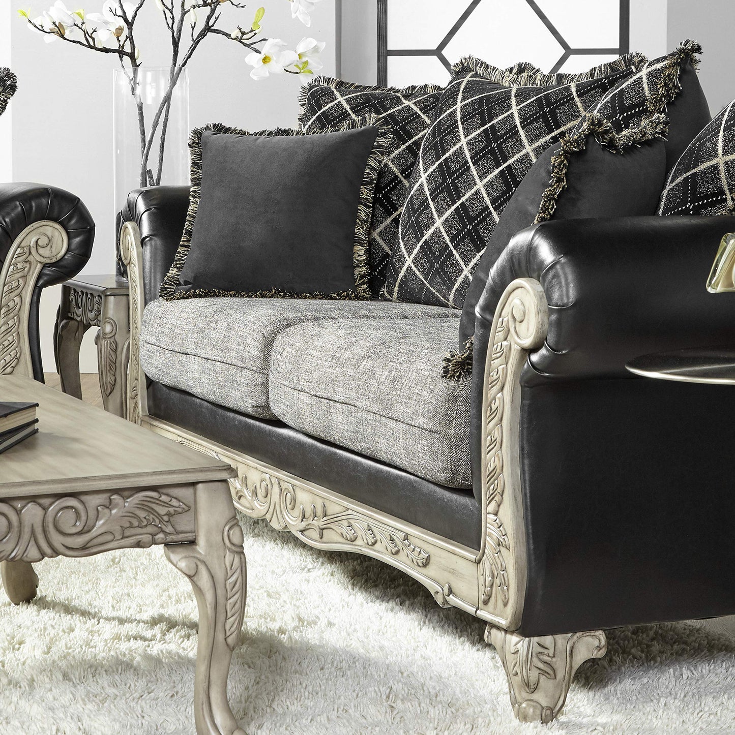 Roundhill Furniture San Marino Sofas, Ebony