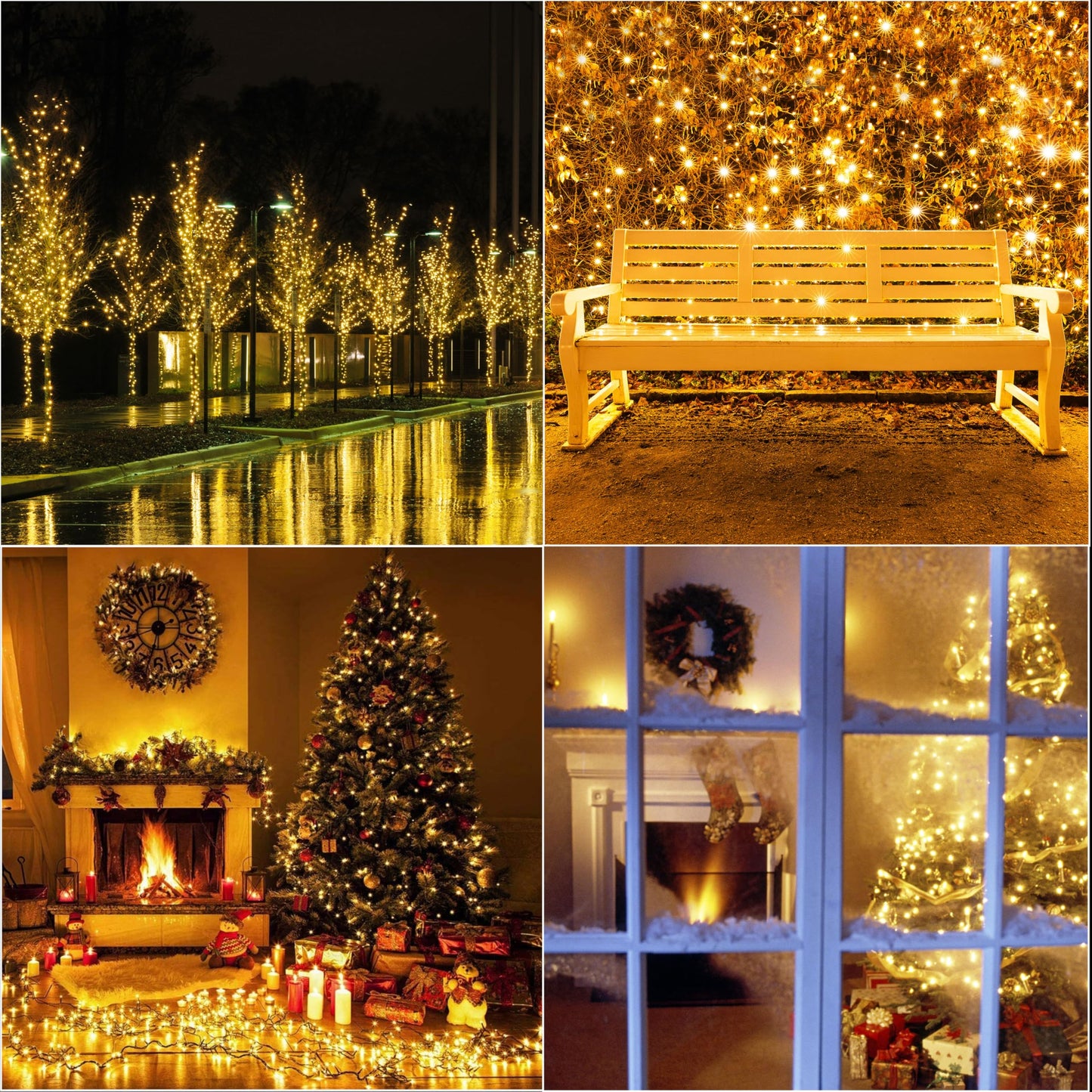 LAMPHOME 66ft Golden Christmas Mini Lights, 200 LED, Copper Wire, 11 Modes, Indoor/Outdoor, Yellow, Model YHLL-100F