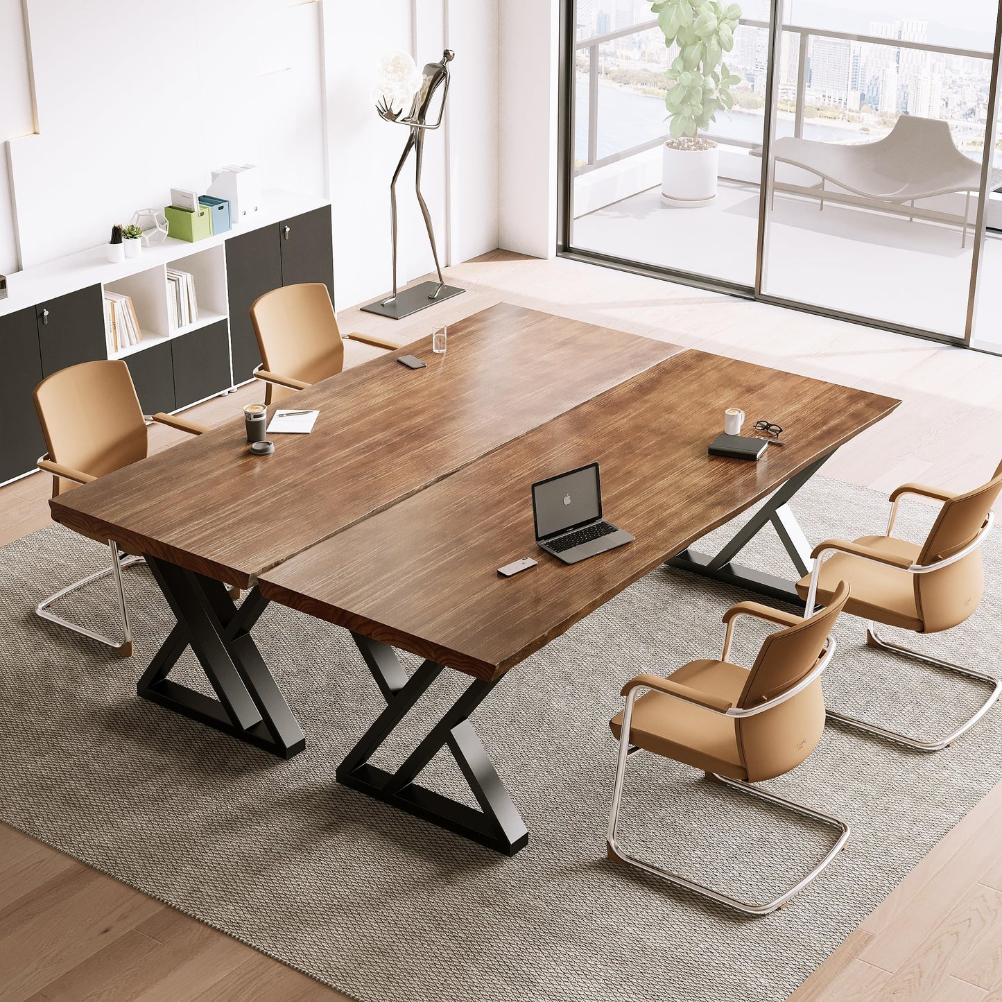 SXXjiaju Solid Wood Desk 63 Inches, Live Edge Wooden Home Office Computer Desk Metal Frame Modern Simple Design Executive Real Wood Desk for Writing Study Dining Gaming