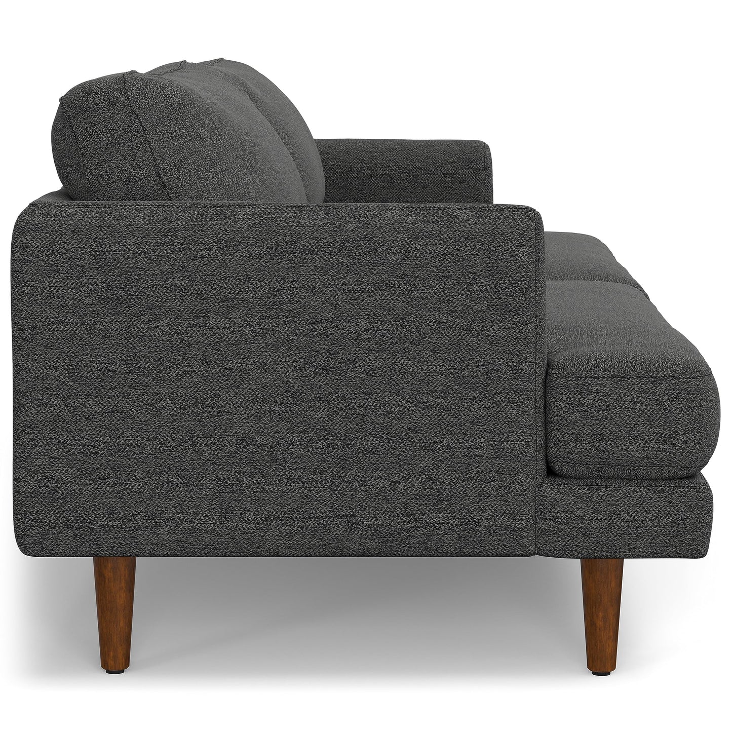 SIMPLIHOME Livingston 90-inch Wide Sofa in Charcoal Grey Woven-Blend Fabric, Handcrafted Mid-Century Modern Oversized 3-Seater Couch Sofa for Living Room or Family Room, Solid Wood Frame
