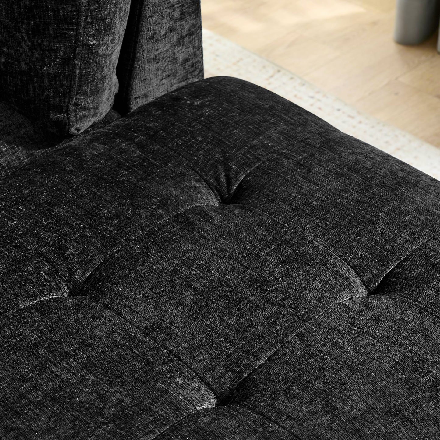 ERYE 102-Inch L-Shaped Corner Sectional Sofa Chenille Upholstered Tufted Corner Sofa Couch with Storage Ottoman and Nailhead Decor,Modern L-Shaped Convertible Couches
