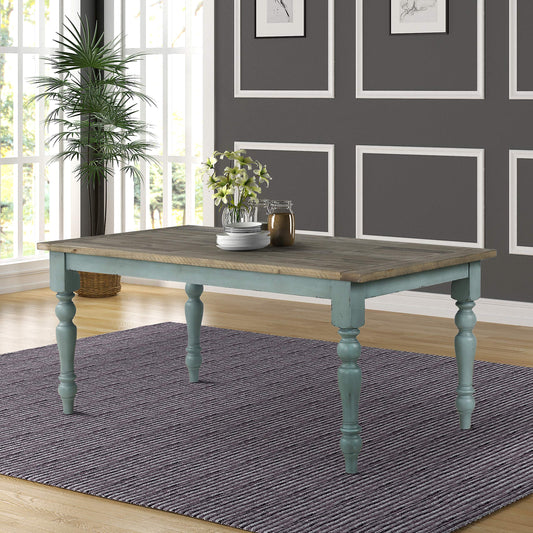 Roundhill Furniture Prato Two-Tone Finish Wood Dining Table, Blue and Brown