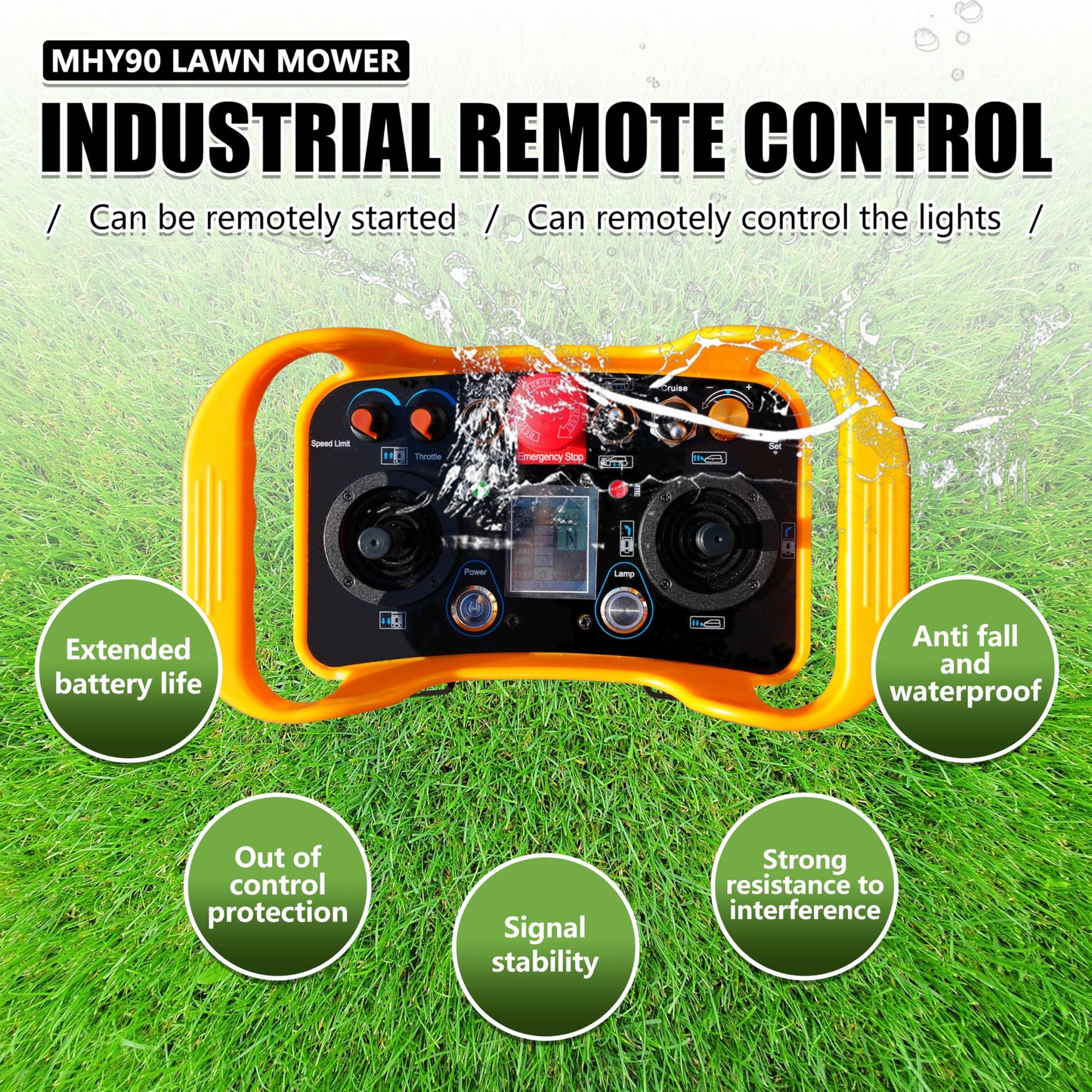 HUAYEE Remote Control Lawn Mower, Robotic Brush Cutter Tracked Mower