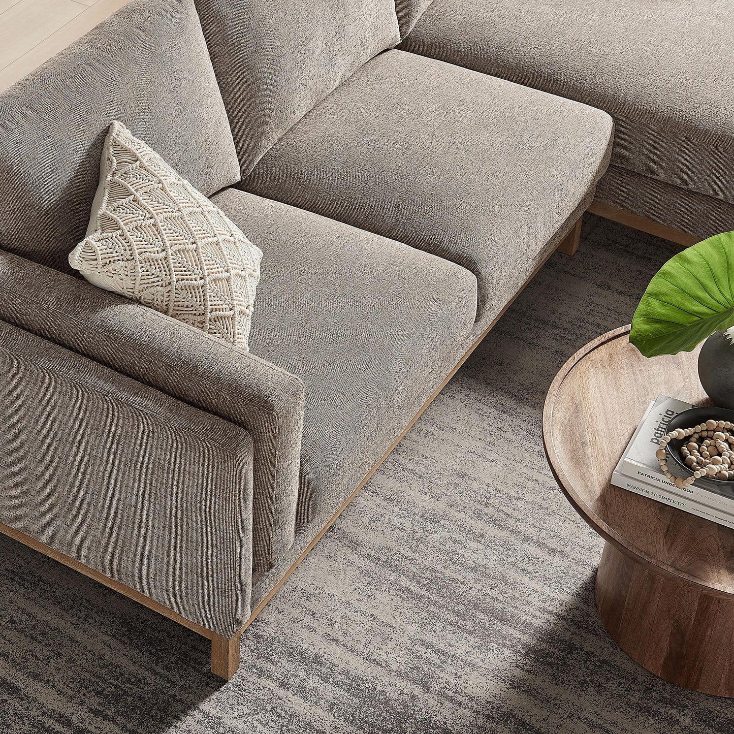 Modway Roscoe Right-Facing Sectional Sofa with Chaise in Pewter - 2-Piece Mélange Chenille Fabric Deep Seat Couch, L Shaped Modular for Living Room or Lounge