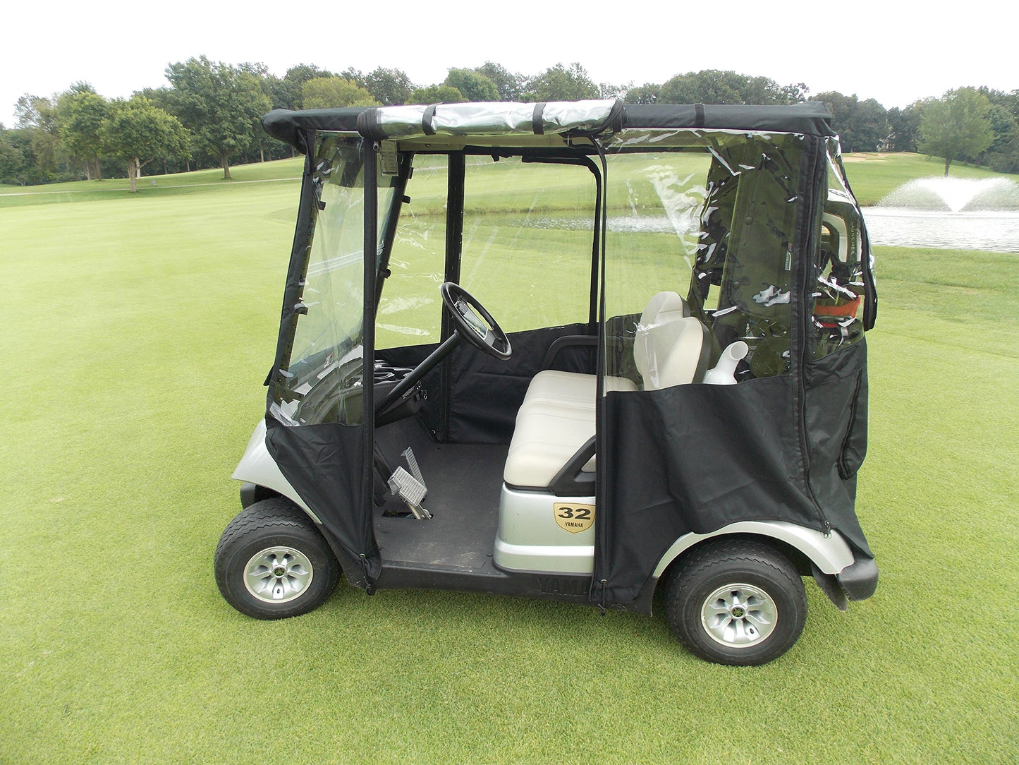 Premium Golf Cart Cover - Portable & Drivable 4- Sided Heavy Duty Marine Grade Fabric Yamaha Drive and Drive 2 Golf Cart Cover Black