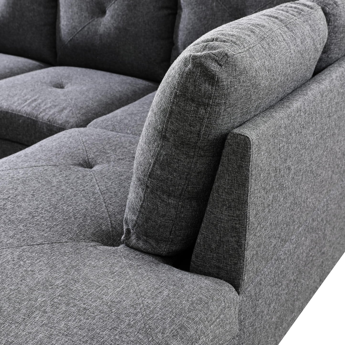NicBex 97" L Shaped Couch Sectional Couches for Living Room, 2-Piece Linen Modular Sofa with Movable Chaise & Deep Seat for Apartment, Bedroom, Office, Black Grey