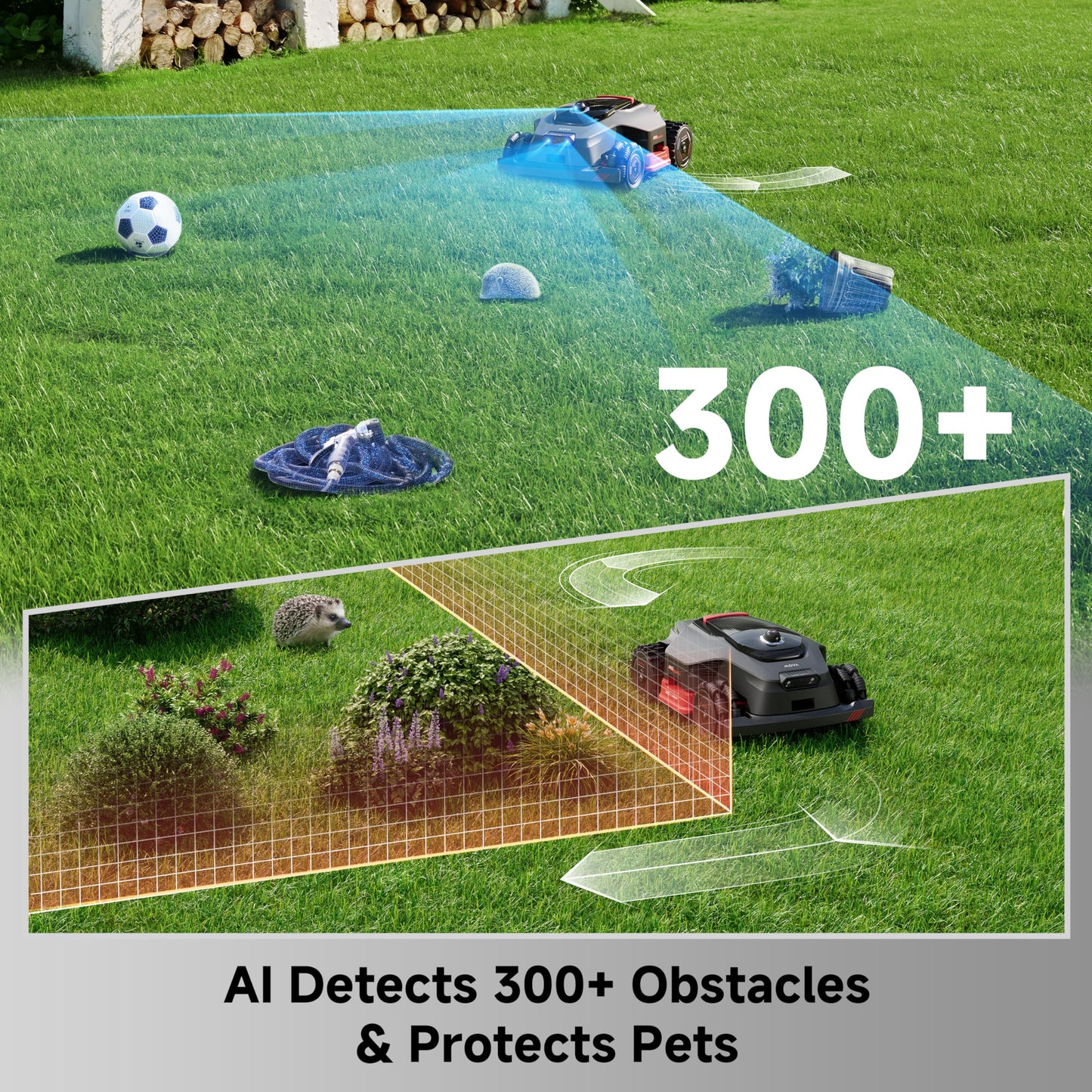 MOVA LiDAX Ultra 2000 AWD Robot Lawn Mower Wire Free RTK Free for up to 0.5 Acre*Dual Maps, 360° 3D LiDAR & AI Dual Vision Mapping, Robotic Mower with 4G, for 80% Slopes, Cutting Height 1.2”–3.9“