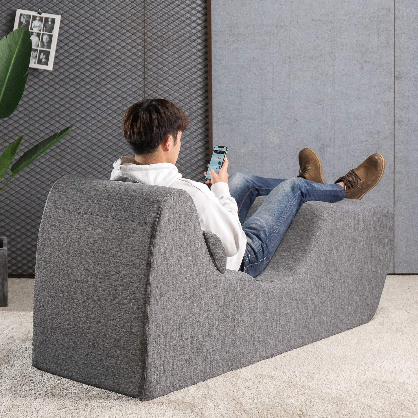 Zinus Lotus Zero Gravity Chaise Lounger, Foam Recliner for Living Room, Ergonomic Positioning for Better Relaxation, Pillow Included, No Assembly, Dark Grey