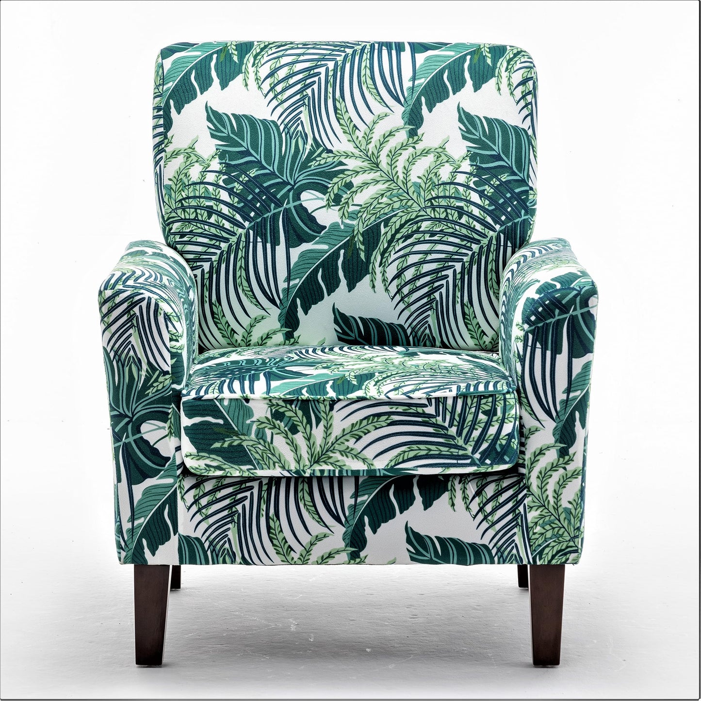 Container Furniture Direct Contemporary Accent Arm Chair with Birch Wood Frame and Velvet Upholstery, Armchair for Office and Living Room Decor, Removable Cushions, 01 Printed Fabric
