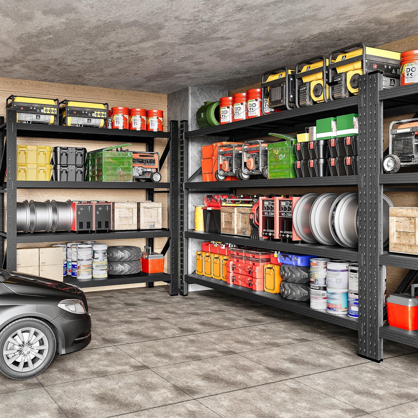 71.3" Wide Heavy Duty Garage Shelving Units,5000LBS Deep Storage Shelves,Black Metal Garage Shelves,Steel Shelf,Large Storage Rack,Industrial Shelving for Shop,Warehouse,Basement,71.3"W x 24"D x 70"H