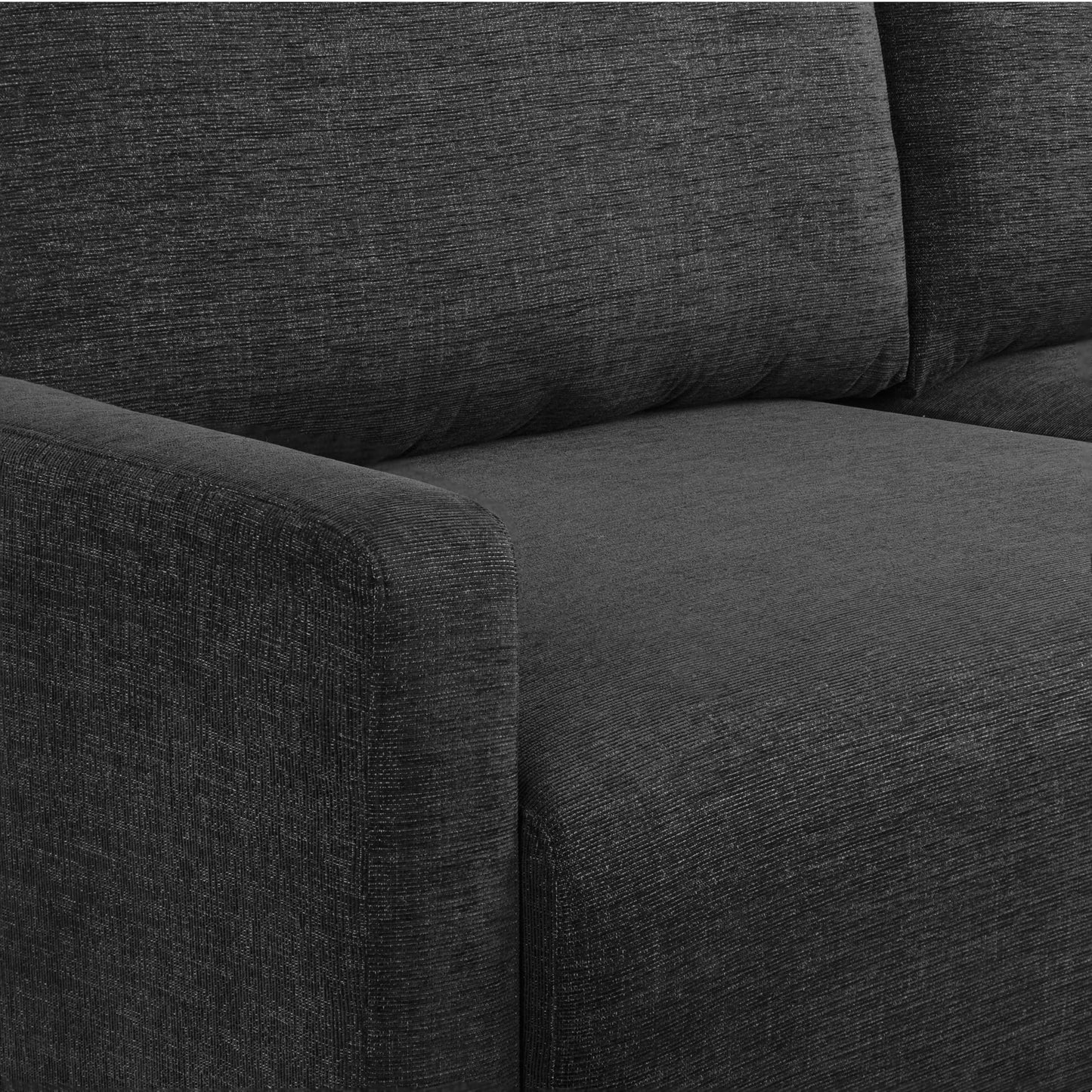 Serta Glendale 90.2" Queen Size Wall-Hugging Convertible Sofa, Dreamcoil Comfort, Chenille Fabric, Black