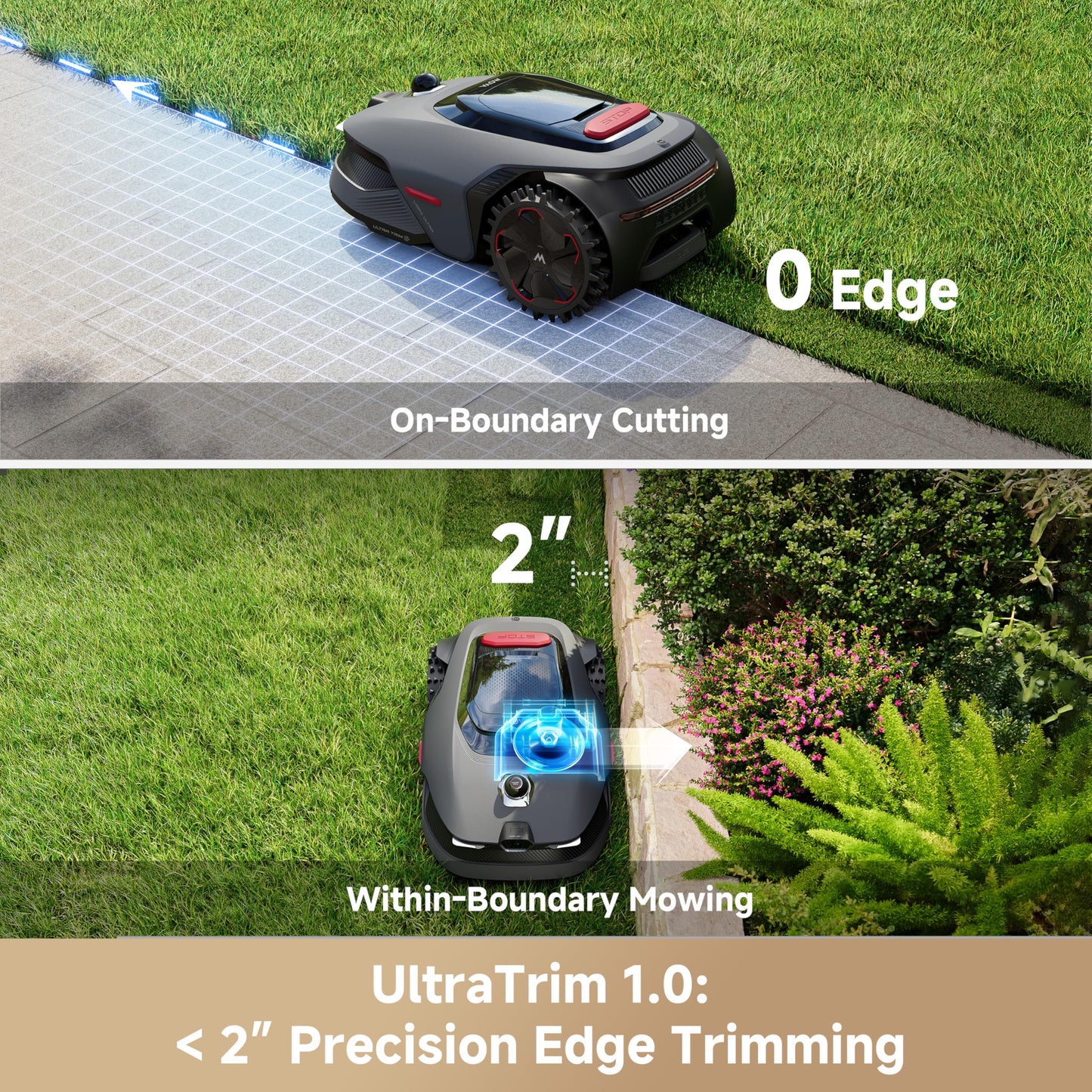 MOVA LiDAX Ultra 1000 Robot Lawn Mower Wire Free for 1/4 Acre, RTK-Free+360° 3D LiDAR+AI Vision Auto Mapping, Zero-Edge Cutting, Cutting Height 1.2"-3.9", 45% Slope, Up to 150 Managed Zones Dual Maps