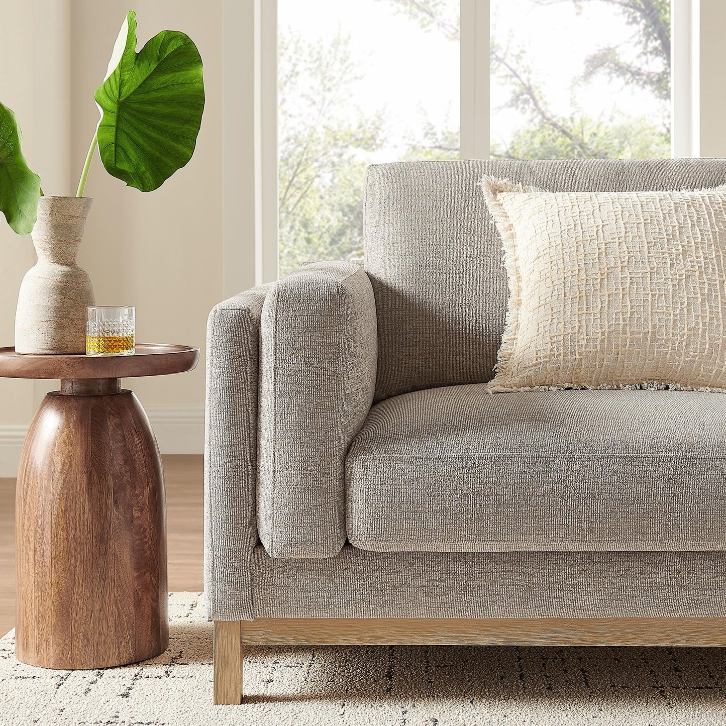 Modway Roscoe 81 Inch Fabric Sofa in Pewter - Comfortable Upholstered Deep Seat Couch for Living Room, Apartment, or Office Seating