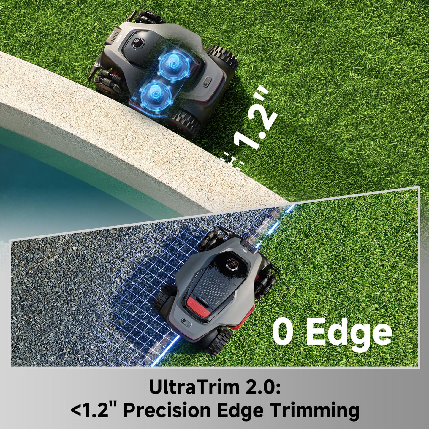 MOVA LiDAX Ultra 3000 AWD Robot Lawn Mower Wire Free RTK Free for up to 0.75 Acre*Dual Maps, 360° 3D LiDAR & AI Dual Vision Mapping, Robotic Mower with 4G, for 80% Slopes, Cutting Height 1.2”–3.9“