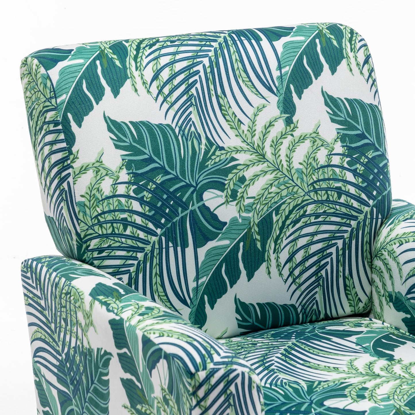 Container Furniture Direct Contemporary Accent Arm Chair with Birch Wood Frame and Velvet Upholstery, Armchair for Office and Living Room Decor, Removable Cushions, 01 Printed Fabric
