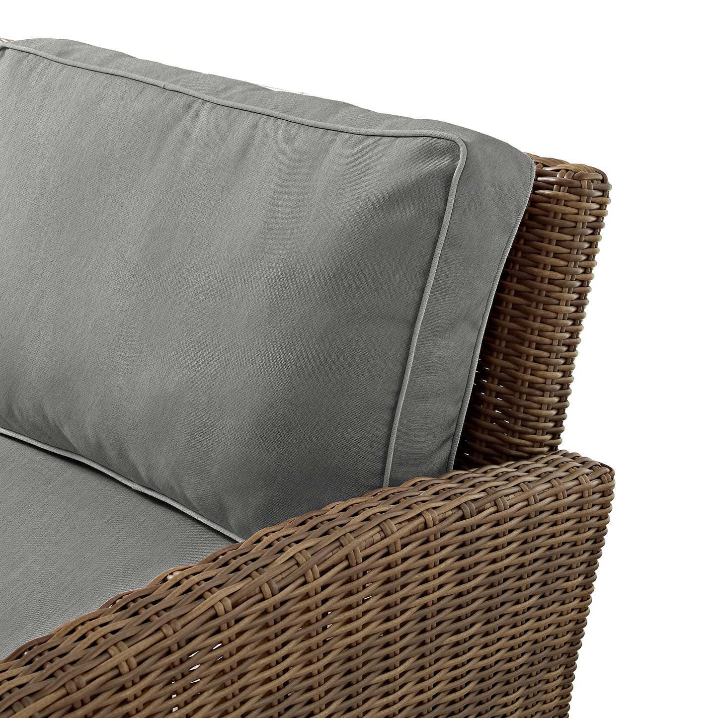 Crosley Furniture Bradenton 5-Piece Outdoor Sofa Patio Furniture Set, Wicker Conversation Sets for Porch, Brown with Gray Cushions